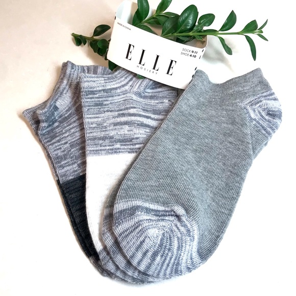 🆕 3 pairs ELLE ankle socks Grey and white - Picture 1 of 6